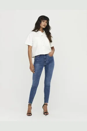 ONLY – Jeans mit engem Schnitt in Denim-Mittelblau