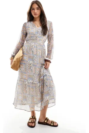 VERO MODA – Maxi-Hängerkleid in Rosa mit Patchwork-Muster