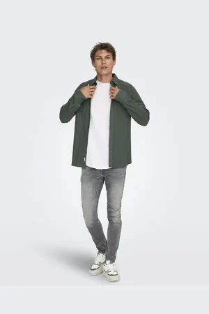Only & Sons – Jeans aus Denim in Mittelgrau mit engem Schnitt