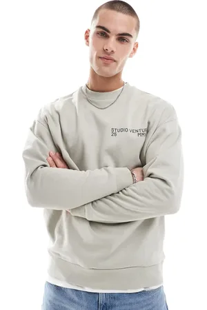 ASOS – Oversize-Sweatshirt in Steinbeige mit Print