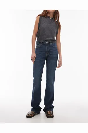 MANGO – Fiona – Jeans in Mittelblau mit unbehandeltem Saum