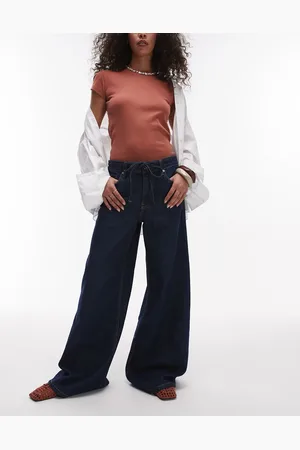 MANGO – Olivia – Jeans in Indigoblau mit geradem Bein und Bindegürtel