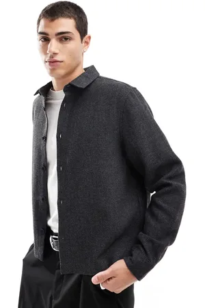 ASOS – Kastige Hemdjacke mit Wolloptik in Anthrazit