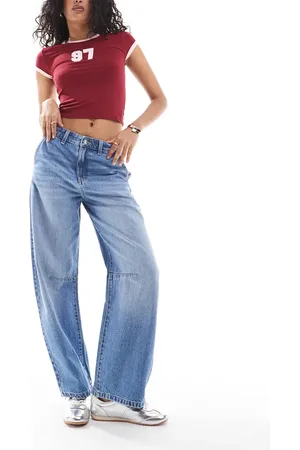 Cotton On Cotton On – Barrel Leg Jeans in Meerwasserblau