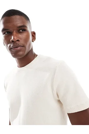 Brave Soul – Strick-T-Shirt in Creme