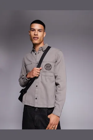 ASOS – Kastiges Hemd in mit Taschenstickerei