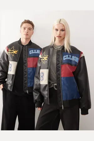 COLLUSION – Unisex – Bomberjacke in mit Patchwork-Leder-Optik
