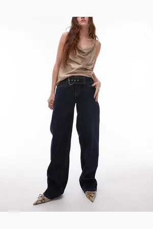 MANGO – Ben – Jeans in Dunkelblau mit Gürtel und weitem Bein