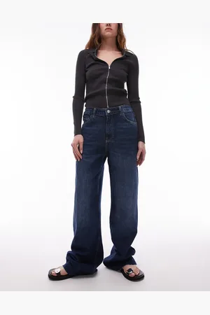 MANGO – Danila – Gerade Jeans in Dunkelblau mit unverarbeitetem Saum