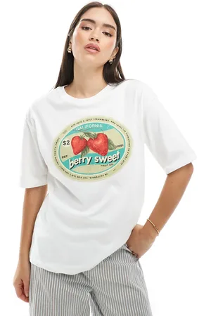 Pull&Bear – T-Shirt in mit Vintage-Erdbeer-Print
