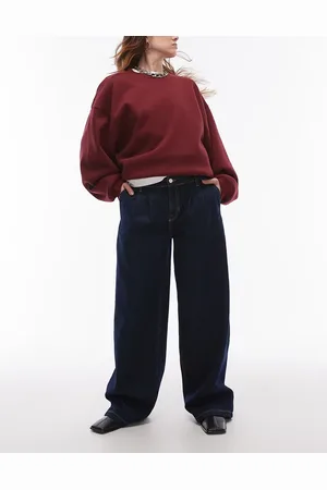 MANGO – Esther – Jeans in Indigoblau mit Bundfalten und weitem Bein
