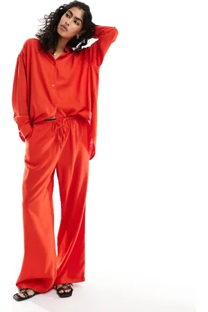 ASOS – Weite Schlupfhose mit Leinenanteil in