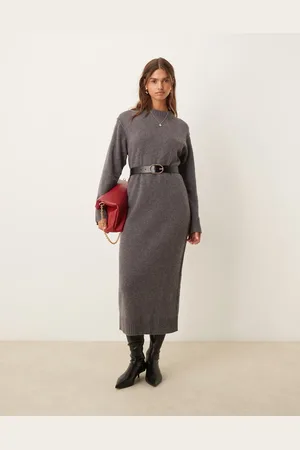 ASOS – Midaxi-Strickkleid aus Lammwollmix mit Rundhalsausschnitt