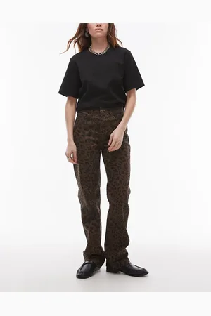 MANGO – Leonie – Gerade geschnittene Jeans mit Leopardenmuster