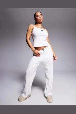 HUGO BOSS – Lounge-Hose in Beige mit Stapel-Logo, Kombiteil