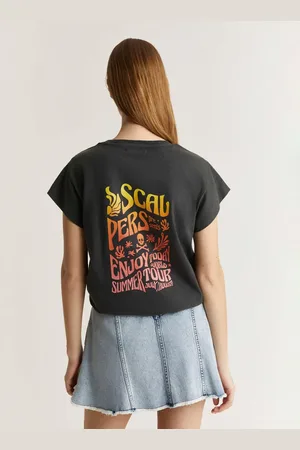 SCALPERS – T-Shirt in Dunkelgrau mit Hippie-Print