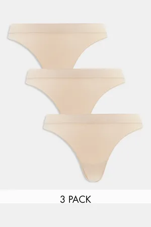 Weekday – Cat – Tangas im 3er-Pack in Beige