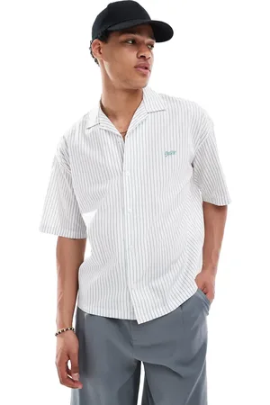 Pull&Bear – Kastiges gestreiftes Hemd in