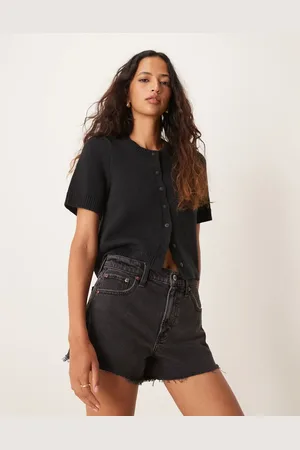 Abercrombie & Fitch – Dad-Jeansshorts in mit hohem Bund
