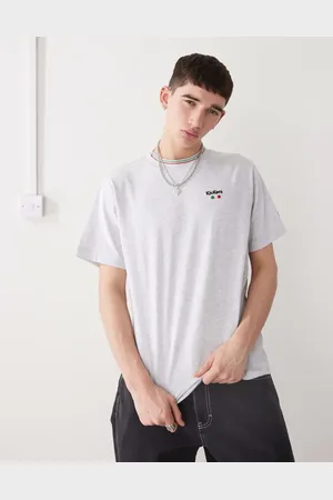 Kickers – Oversize-T-Shirt in Hellgrau meliert mit „“-Schriftzug