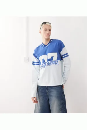 COLLUSION – Langärmliges Fußballshirt mit geteiltem, mehrfarbigem Design