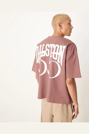 ASOS – Kastiges Oversize-T-Shirt in Burgunderrot mit Nummerprint