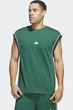 adidas – Basketball All-World – Ärmelloses Tanktop in Team Dark Green und Schwarz