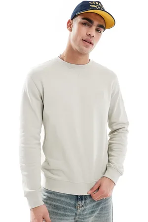 HUGO BOSS – Westart – Locker geschnittenes Sweatshirt in Beige mit Box-Logo