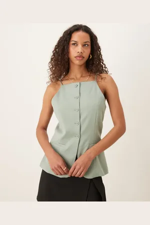 Abercrombie & Fitch – Longline-Oberteil in mit eckigem Ausschnitt und Trägern