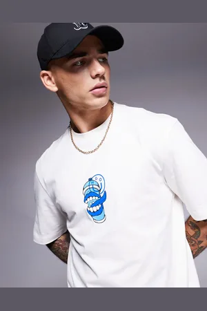Hugo Blue – Nutongo – T-Shirt in gebrochenem mit Farbsprühdose-Grafikprint und Logo