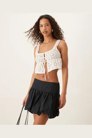 Abercrombie & Fitch – Miniskort in mit mittelhohem Taillenbund und Ballonsaum