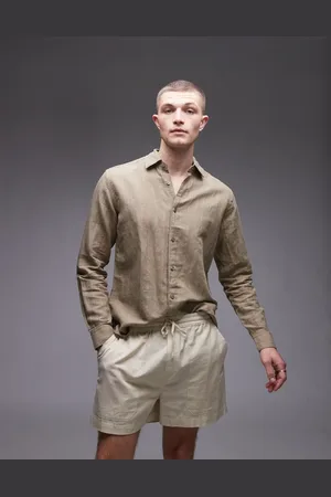 MANGO – Langärmliges Hemd aus Leinenmix in Khaki