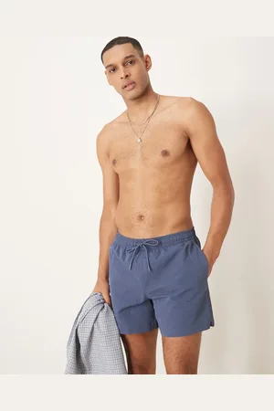 Abercrombie & Fitch – Elastische Bademoden-Shorts in Vintage-Indigoblau