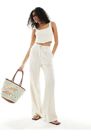 Style Cheat – Hose im Leinen-Look in Rosé mit weitem Bein
