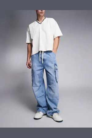 Hugo Blue – Enora – Carpenter-Jeans in Hellblau mit Kordelzugbund und lockerem Schnitt
