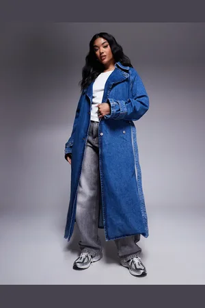 Hugo Blue – Garena – Oversize-Trenchcoat aus Denim in blue