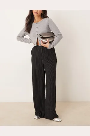 ASOS – Elegante Dad-Hose in Schwarz mit weitem Bein und Nadelstreifen