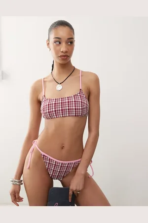 Reclaimed – Bustier-Bikinioberteil aus Seersucker mit Vichy-Karo