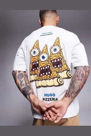 Hugo Blue – Nizzerio – T-Shirt in mit Pizza-Print