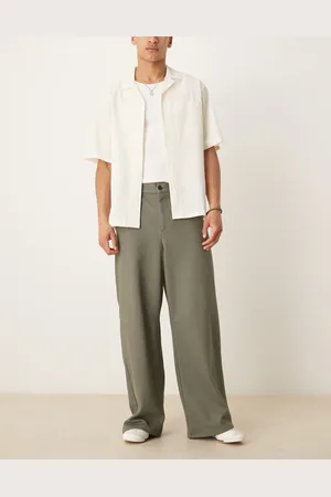 ASOS – Elegante Twill-Hose in Khaki in Hufeisen-Passform