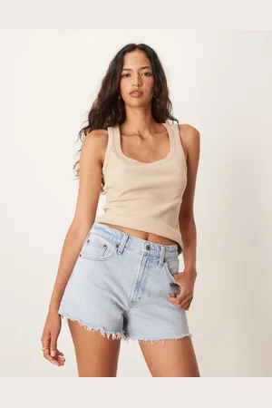 Abercrombie & Fitch – Abgeschnittene Shorts in Hellblau im 90er-Jahre-Stil