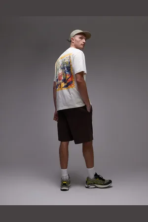 Topman – Oversize-T-Shirt in Ecru mit „Stempelmotiv“-Print