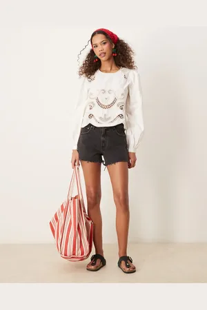 Abercrombie & Fitch – Abgeschnittene Shorts in Mittelschwarz im 90er-Jahre-Stil