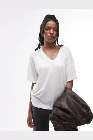 Topshop – Lockeres T-Shirt in mit V-Ausschnitt
