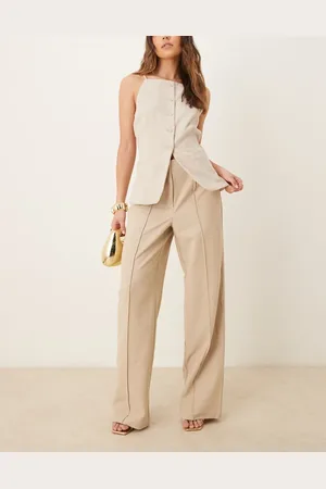 Y.A.S – Elegante Hose in Creme mit hohem Bund und weitem Bein, Kombiteil