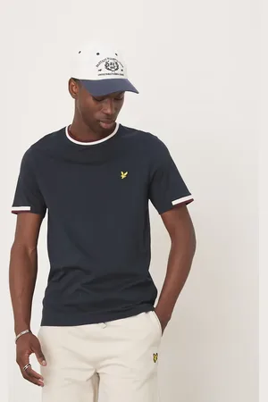 Lyle & Scott – T-Shirt in mit halben Zierstreifen