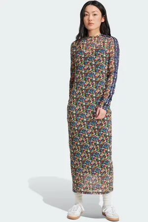 adidas X Liberty London – Mesh-Maxikleid in Multicolor / Night Indigo