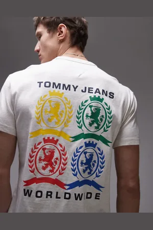 Tommy Hilfiger – T-Shirt in Wollweiß mit buntem Wappenlogo am Rücken