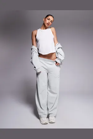 ASOS Weekend Collective – Schwere Jogginghose in verwaschenem Salbeigrün mit abgerundetem Beinschnitt, Kombiteil
