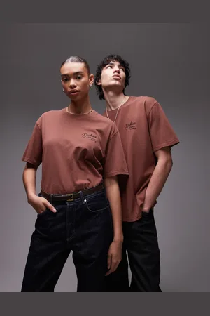 Dickies – T-Shirt in Cappuccino- mit kleinem, farblich abgestimmtem Western-Logo im Seil-Design
